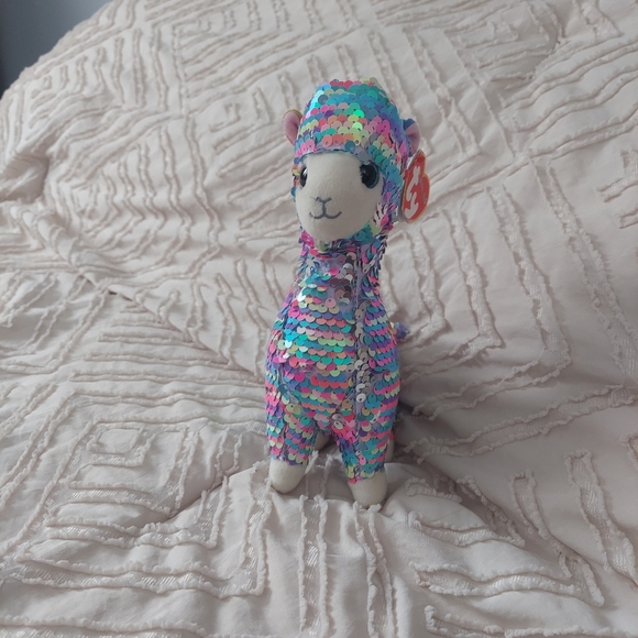 Ty Beanie Boo “Lola” Sequin Llama Plush – Colorful Sparkly Stuffed Animal - Picture 8 of 9